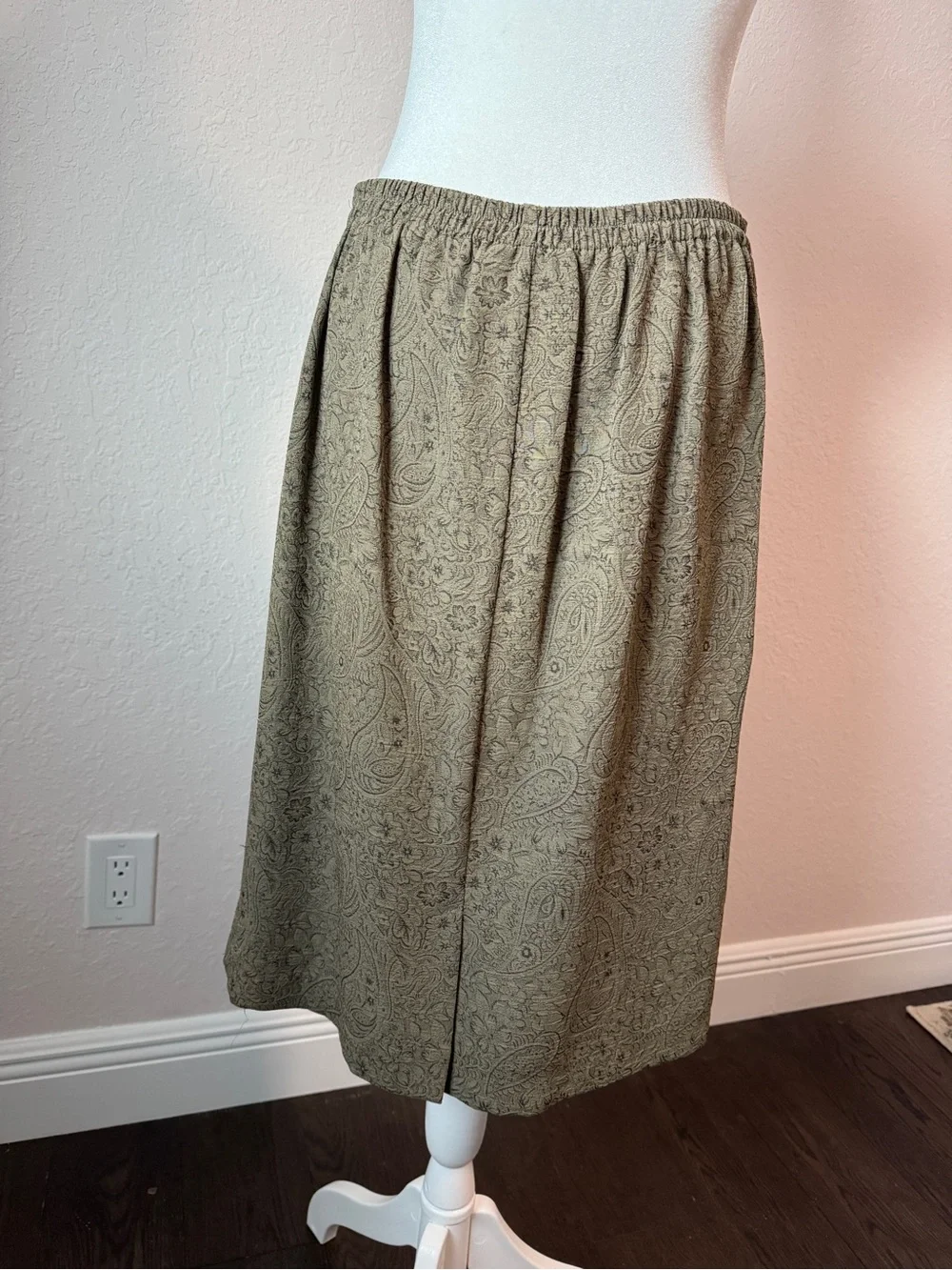 Vintage 90s Just In Thyme LTD Paisley Textured Midi Skirt Size 12 Green